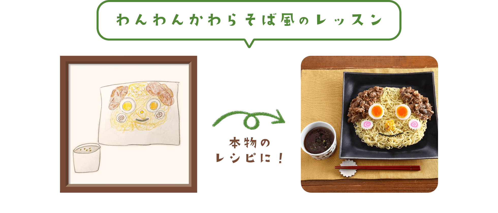 わんわんかわらそば風のレッスン　本物のレシピに！